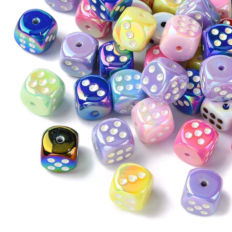 Amazon | 50個 UVメッキ アクリルキューブビーズ 虹色 虹色